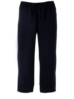 Solada Pantaloni donna cropped a gamba larga con coulisse - nero