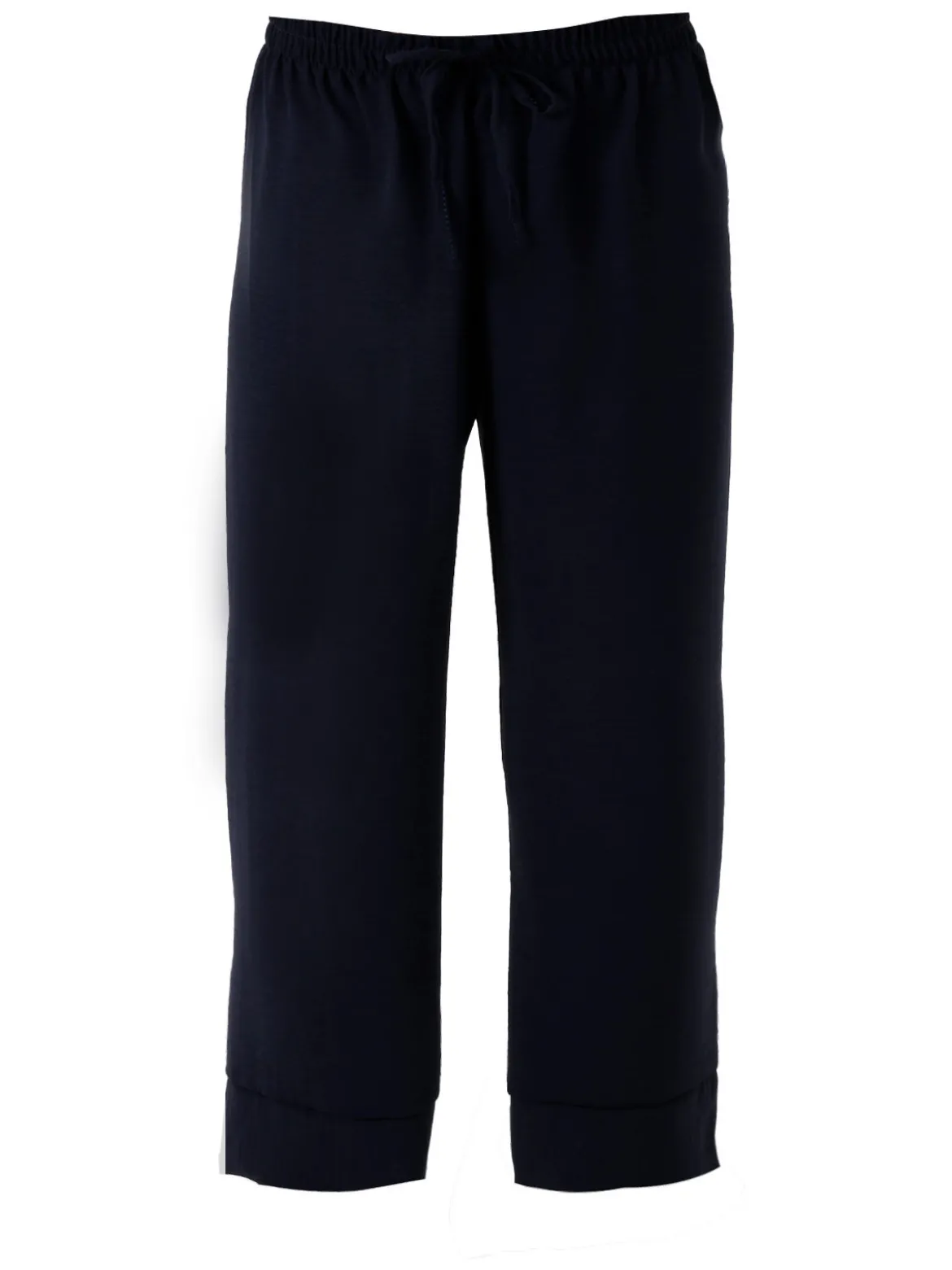 Solada Pantaloni donna cropped a gamba larga con coulisse - nero