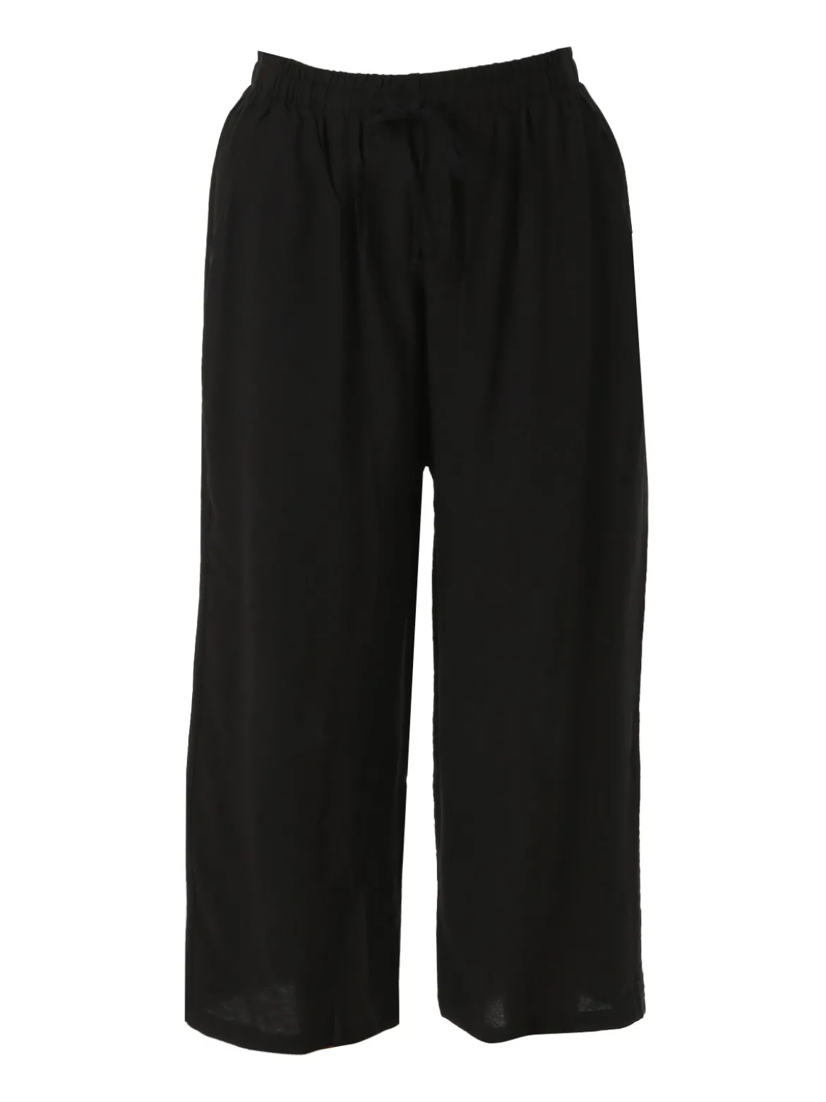 Solada Pantaloni donna cropped a gamba larga con coulisse - nero