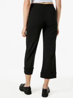 Solada Pantaloni donna cropped a vita alta con risvolto alto - nero