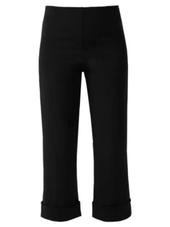Solada Pantaloni donna cropped a vita alta con risvolto alto - nero