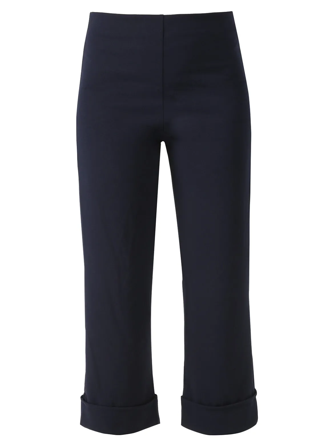 Solada Pantaloni donna cropped a vita alta con risvolto alto - blu scuro