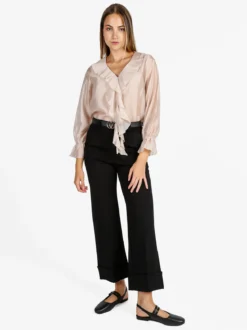Solada Pantaloni donna culotte con cintura e risvolto sul finale