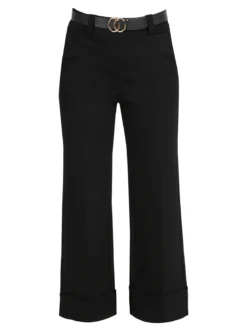 Solada Pantaloni donna culotte con cintura e risvolto sul finale