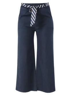 Solada Pantaloni donna culotte effetto jeans con cintura a foulard - jeans