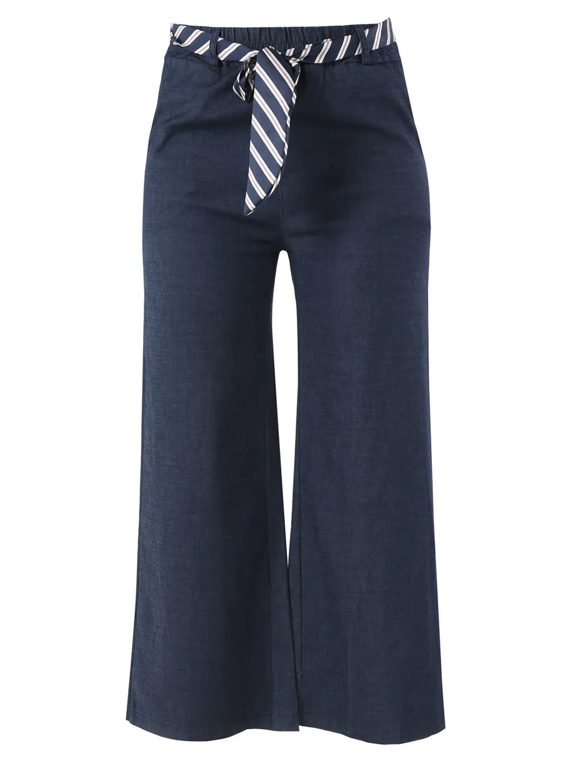 Solada Pantaloni donna culotte effetto jeans con cintura a foulard - jeans