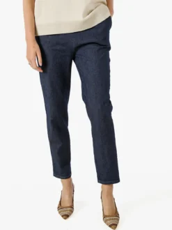 Solada Pantaloni donna effetto jeans con elastico in vita - blu scuro