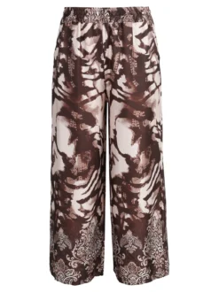 Solada Pantaloni donna effetto raso con stampe - moro