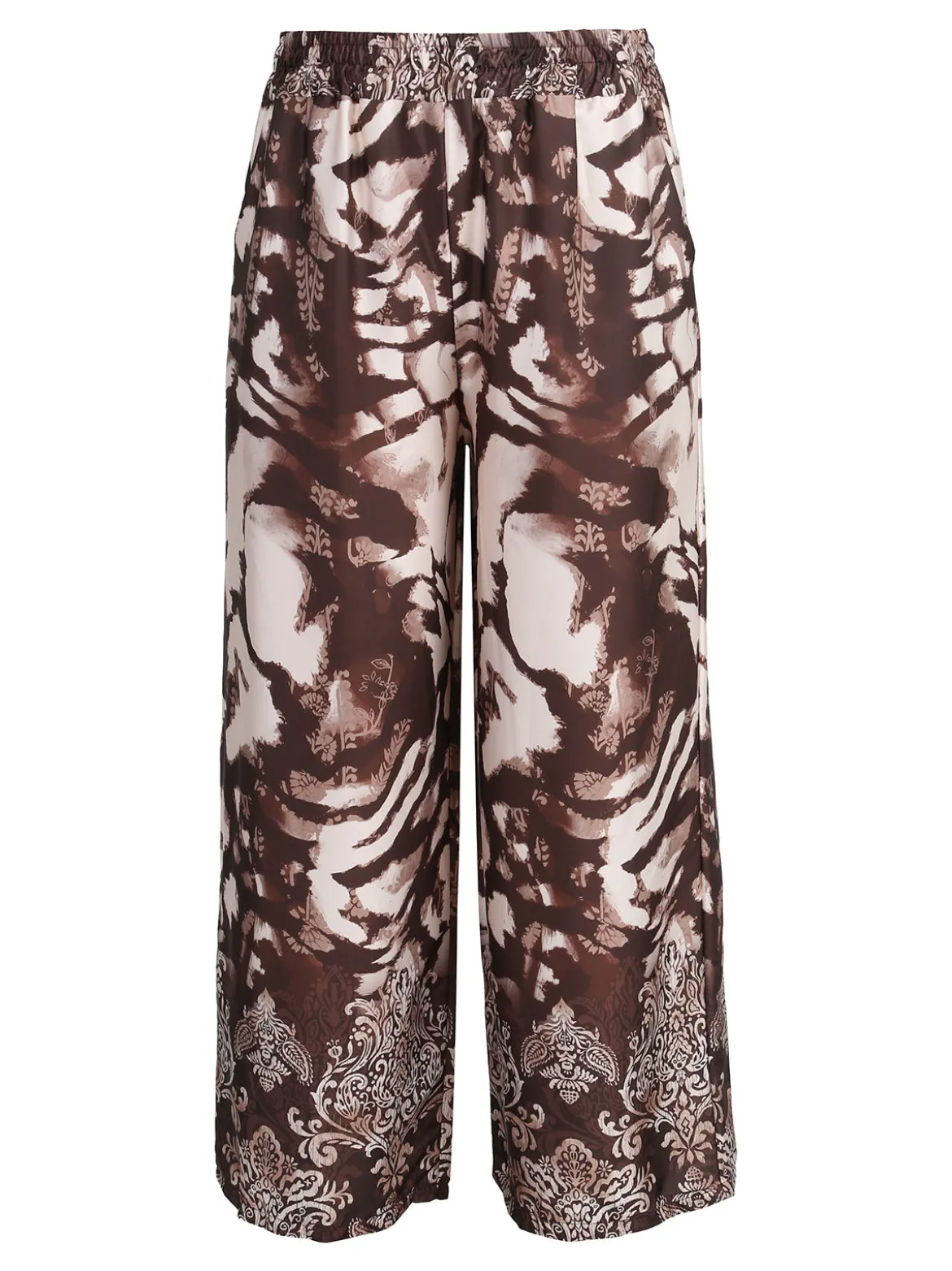 Solada Pantaloni donna effetto raso con stampe - moro