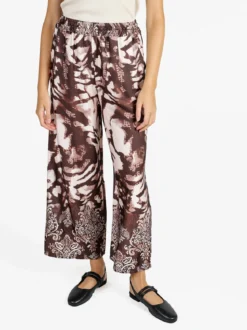 Solada Pantaloni donna effetto raso con stampe - moro