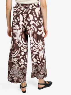 Solada Pantaloni donna effetto raso con stampe - moro
