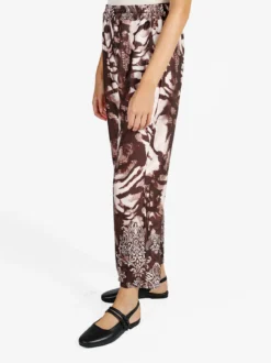 Solada Pantaloni donna effetto raso con stampe - moro