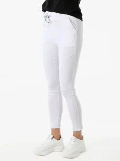 Solada Pantaloni donna elasticizzati con coulisse - bianco