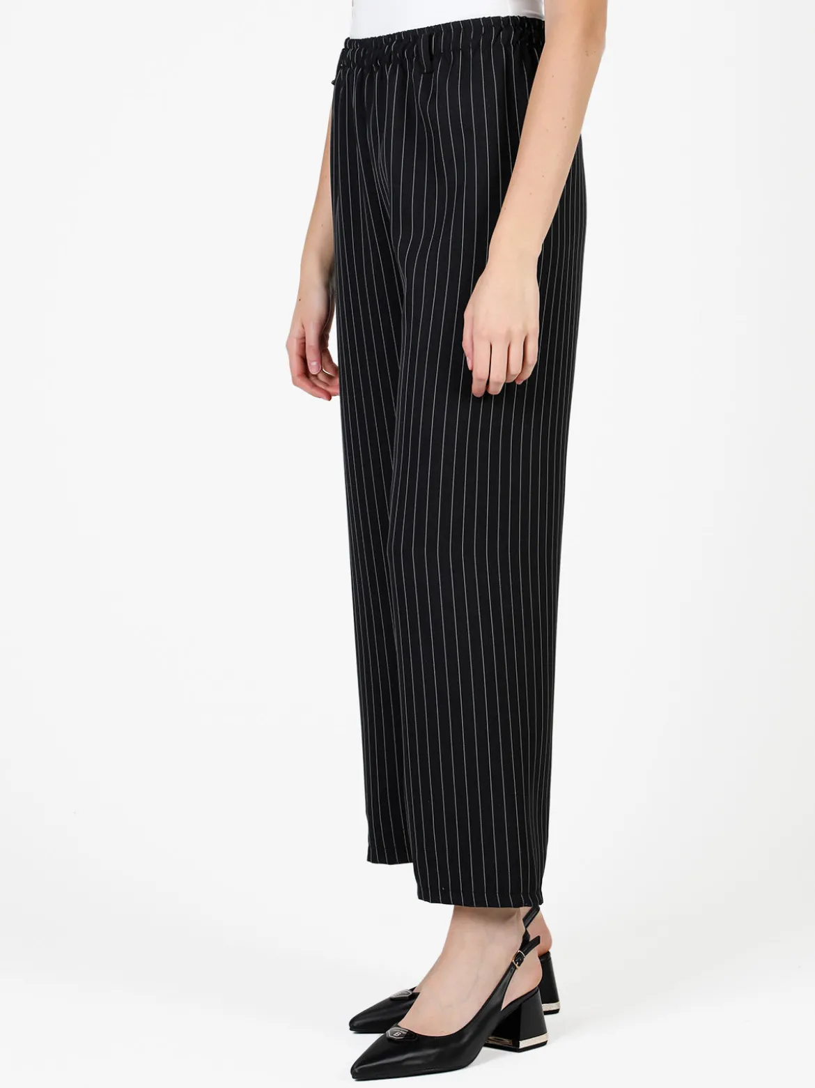 Solada Pantaloni donna gessati a gamba larga