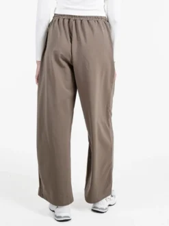 Solada Pantaloni donna in cotone a gamba larga con coulisse - tabacco