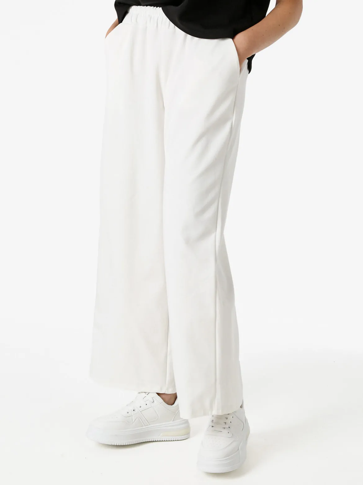 Solada Pantaloni donna in felpa a gamba larga - bianco
