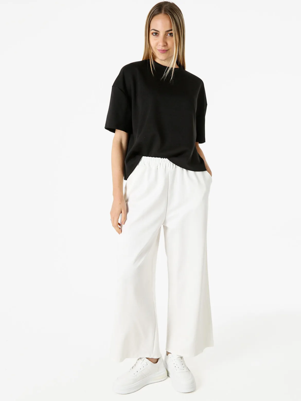 Solada Pantaloni donna in felpa a gamba larga - bianco