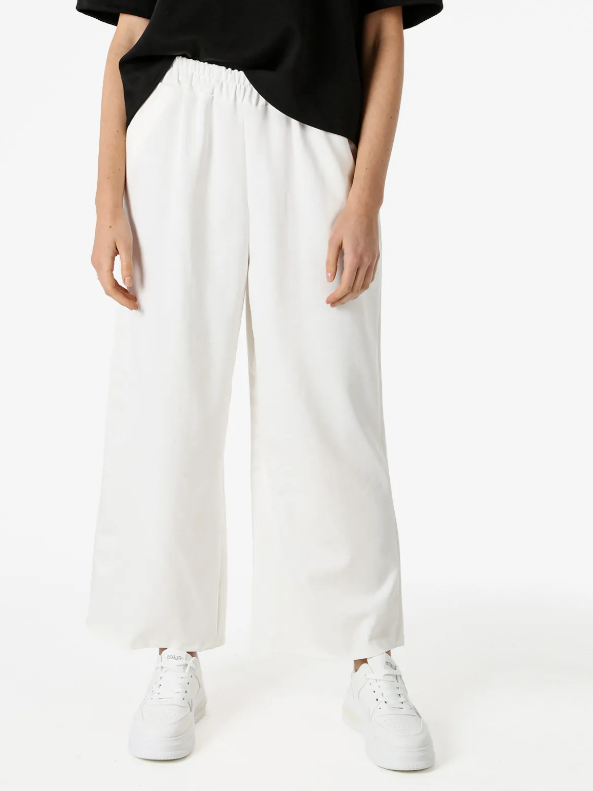 Solada Pantaloni donna in felpa a gamba larga - bianco
