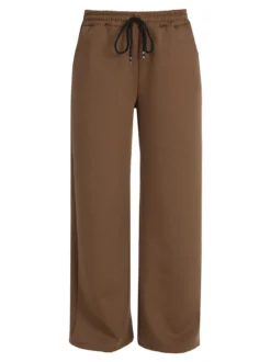 Solada Pantaloni donna in felpa a gamba larga con coulisse - marrone