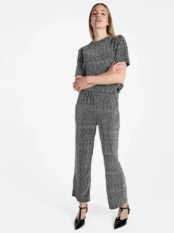 Solada Pantaloni donna in lurex con piccole borchie