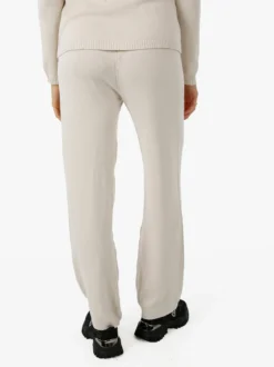 Solada Pantaloni donna in maglia a gamba larga con coulisse - beige