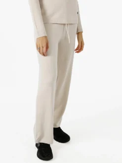 Solada Pantaloni donna in maglia a gamba larga con coulisse - beige
