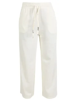 Solada Pantaloni donna in maglia con coulisse - panna