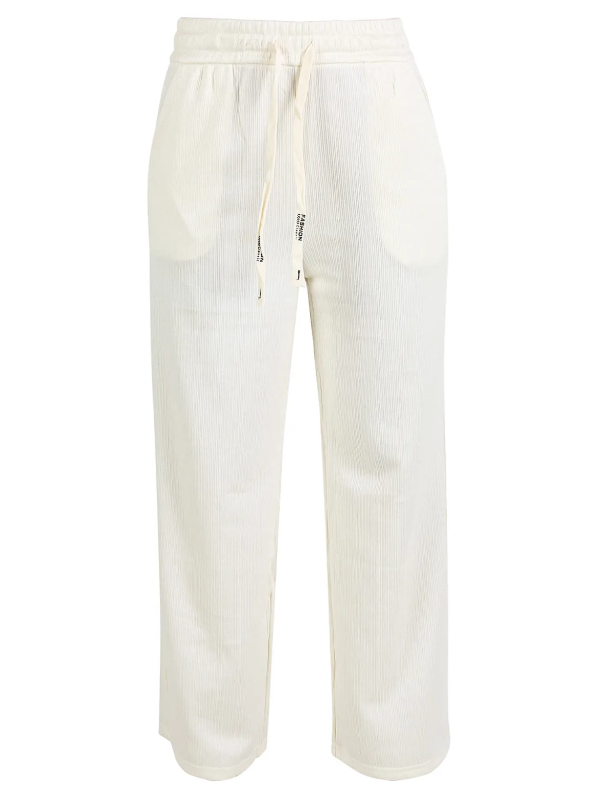 Solada Pantaloni donna in maglia con coulisse - panna