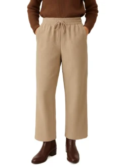 Solada Pantaloni donna in velluto a coste con coulisse - beige