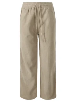 Solada Pantaloni donna in velluto a coste con coulisse - beige