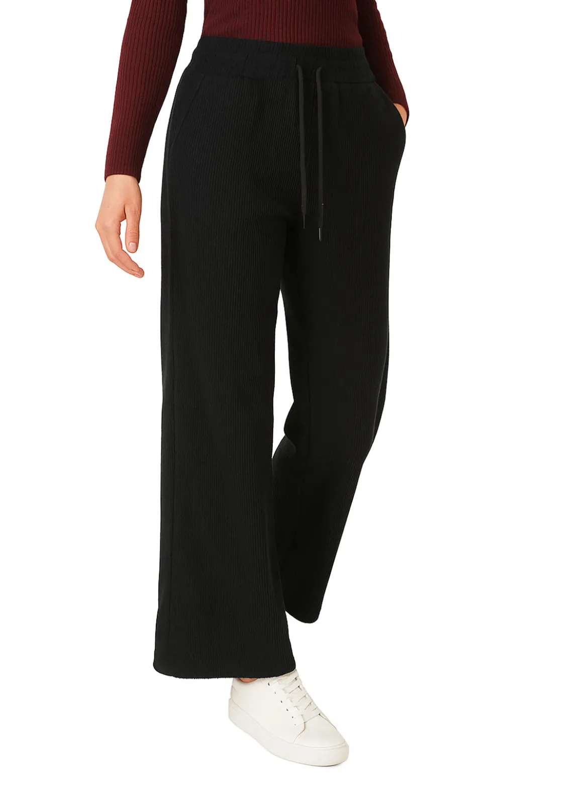 Solada Pantaloni donna in velluto a coste con coulisse - nero
