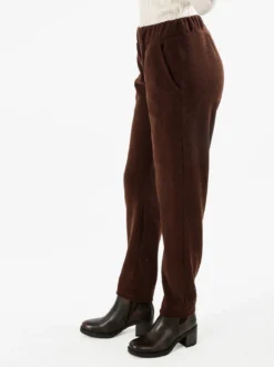 Solada Pantaloni donna in velluto con elastico in vita - moro