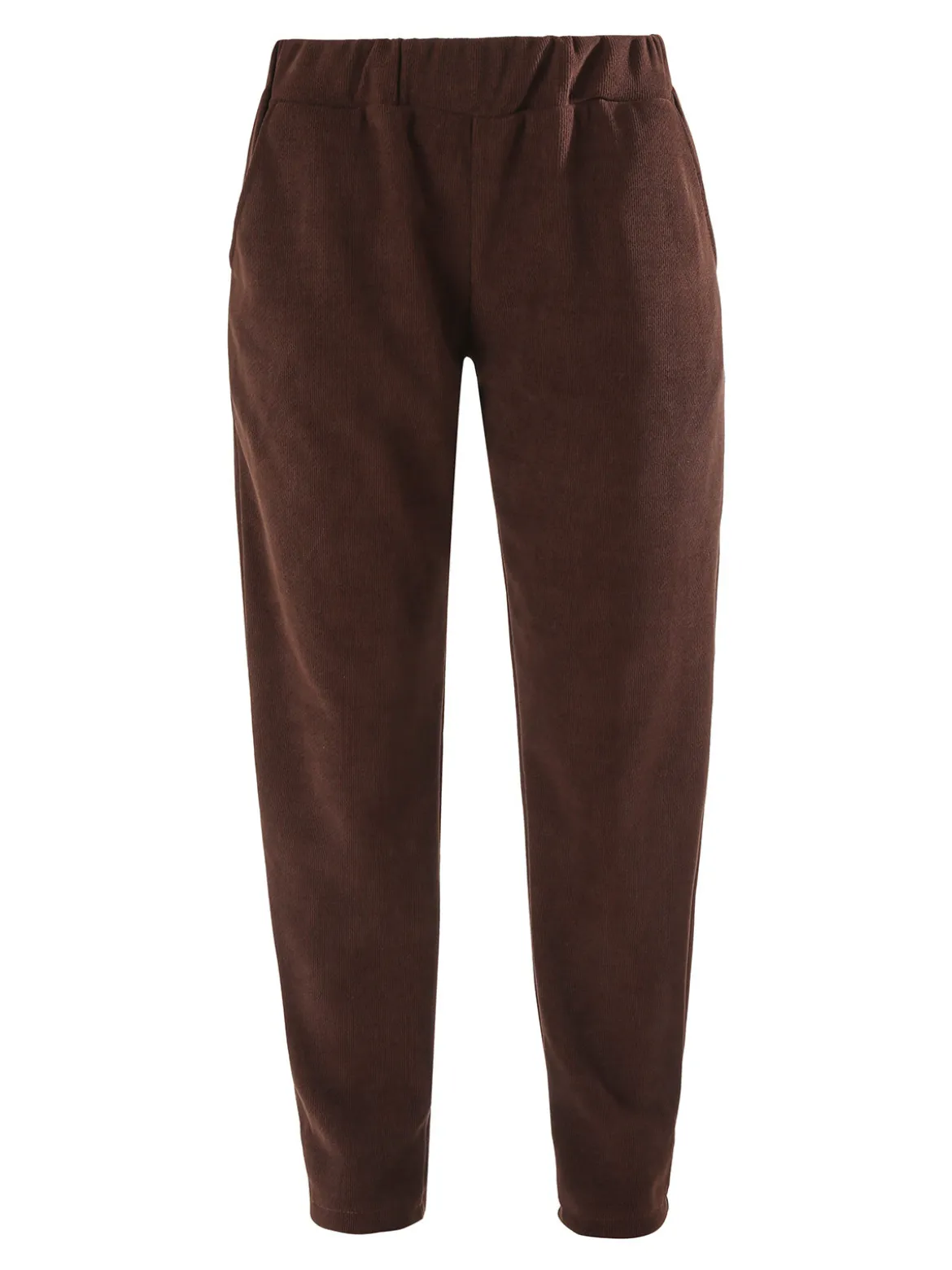 Solada Pantaloni donna in velluto con elastico in vita - moro