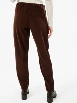 Solada Pantaloni donna in velluto con elastico in vita - moro