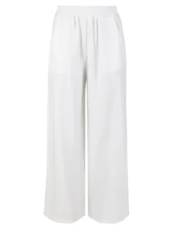 Solada Pantaloni donna in viscosa a gamba larga - bianco