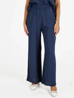 Solada Pantaloni donna in viscosa a gamba larga - blu scuro