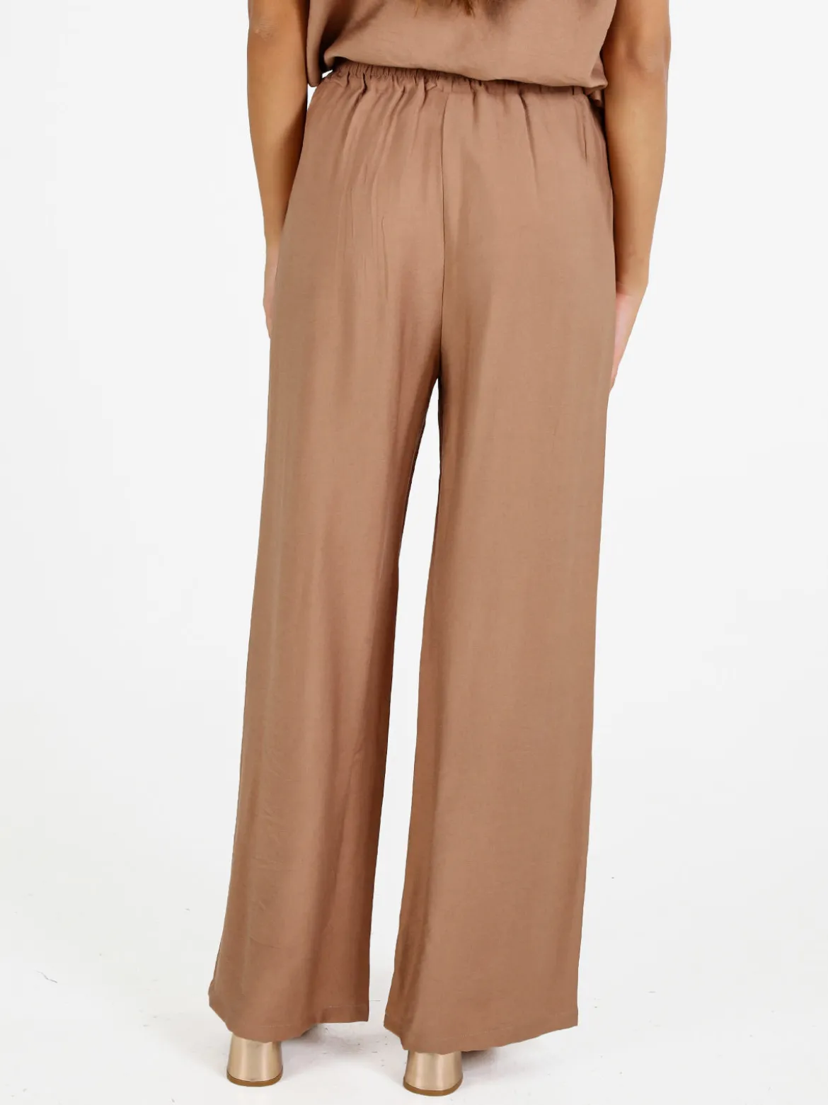 Solada Pantaloni donna in viscosa a gamba larga - khaki