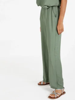 Solada Pantaloni donna in viscosa a gamba larga - verde
