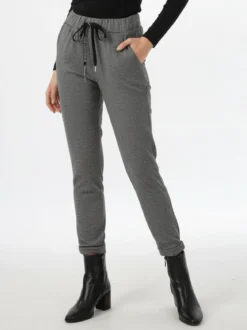 Solada Pantaloni donna jogger effetto flanella - grigio