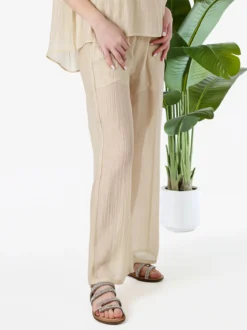 Solada Pantaloni donna leggeri a gamba larga - beige