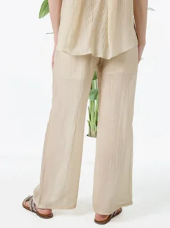 Solada Pantaloni donna leggeri a gamba larga - beige