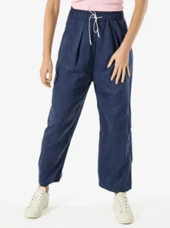 Solada Pantaloni donna leggeri a gamba larga con coulisse - blu scuro