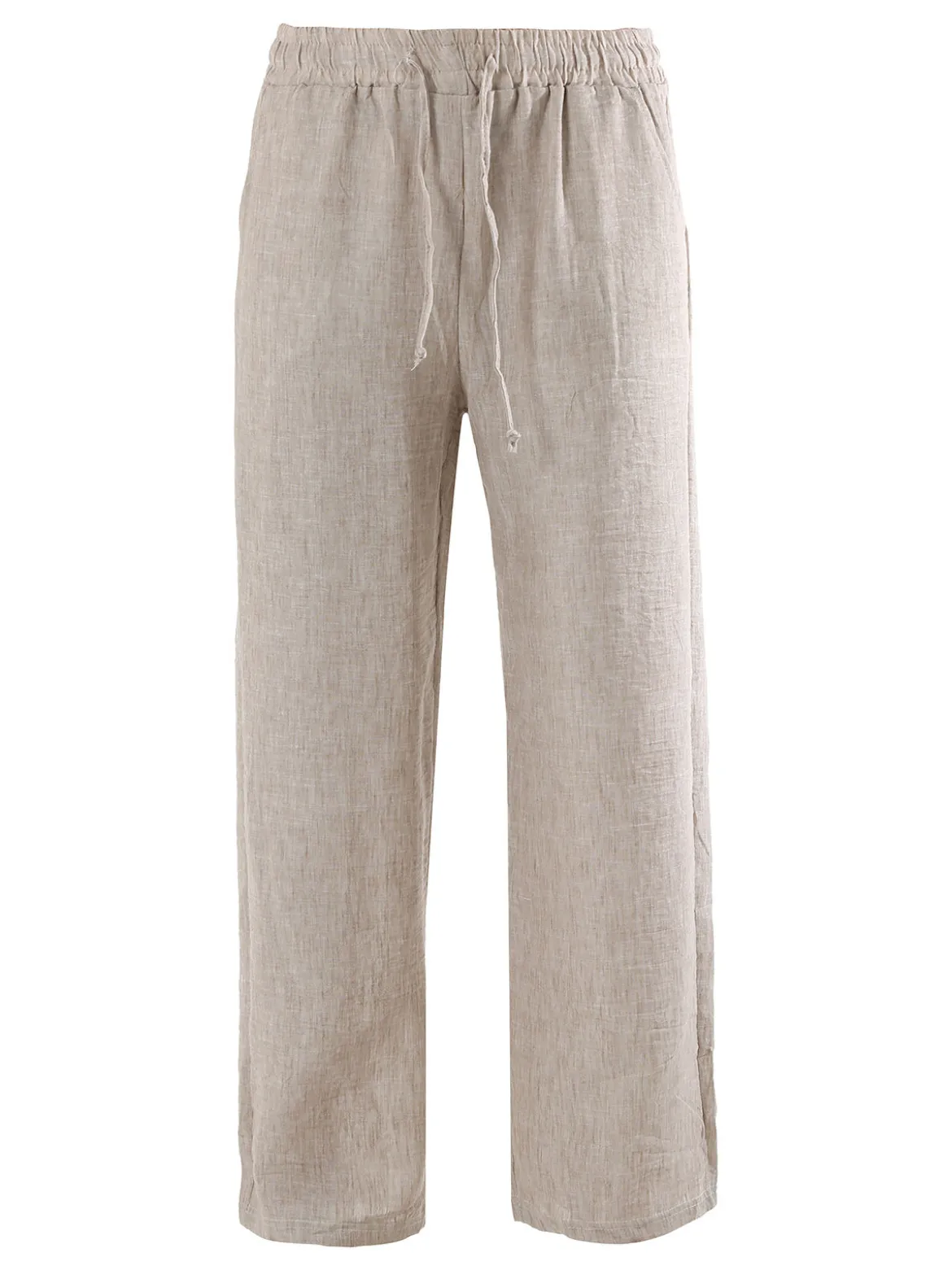 Solada Pantaloni donna leggeri a gamba larga con coulisse - beige