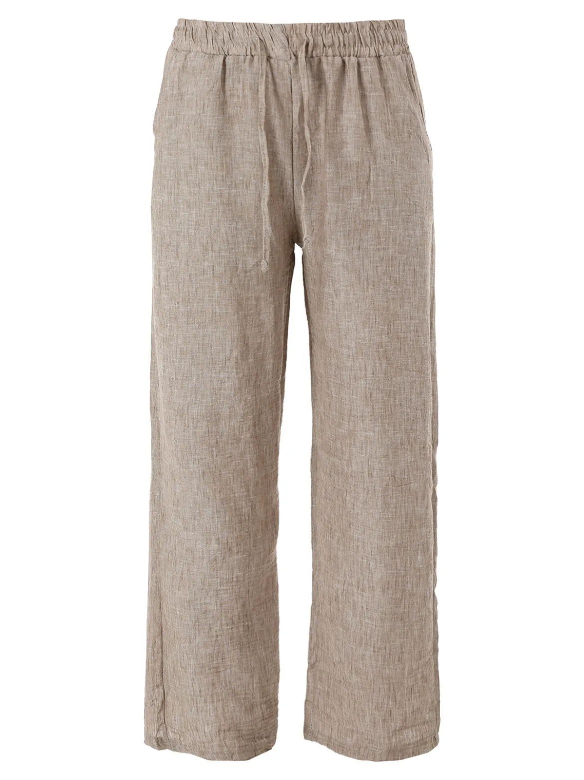 Solada Pantaloni donna leggeri a gamba larga con coulisse - khaki