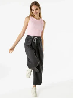 Solada Pantaloni donna leggeri a gamba larga con coulisse - nero
