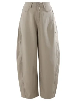 Solada Pantaloni donna leggeri a palloncino con vita alta - taupe
