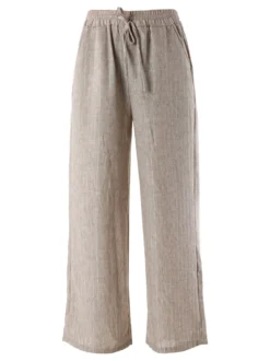 Solada Pantaloni donna leggeri con righe in lurex - beige