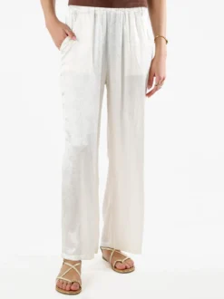 Solada Pantaloni donna leggeri effetto lucido - bianco