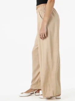 Solada Pantaloni donna leggeri in misto lino a gamba larga - beige