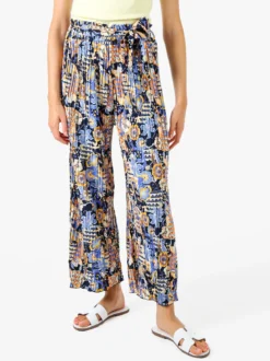 Solada Pantaloni donna plissettati a gamba larga con stampe - blu